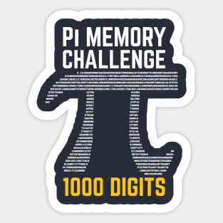 1000 Digits of Pi Memory Challenge - Pi Day Sticker